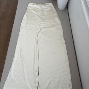 WEWOREWHAT Ecru Strapless Wide Leg Jumpsuit Size 0 New with Tags Silky Charmeuse